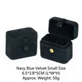 Portable navy blue velvet mini jewelry storage box for rings and stud earrings case - Navy Blue (Velvet Style) / Ring and Earring Storage