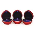 Elegant red heart-shaped jewelry gift box with LED light for ring and necklace display - Red