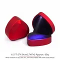 Heart-shaped matte red jewelry box with built-in LED light for rings or pendants - Proposal Style (Red) / Ring Box