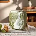 Joyero de terciopelo verde degradado, doble capa con cremalleras doradas, tamaño de 12cm - Terciopelo Doble Capa Degradado / Verde Musgo