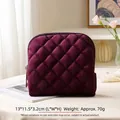 Elegante bolsa de terciopelo acolchado granate para joyas con cremallera para viajes - Púrpura / Patrón Acolchado de Terciopelo