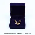 Premium blue velvet jewelry box for brooch storage and gift packaging, 9x9x4.5cm - Butterfly Dark Blue