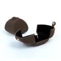 Premium brown velvet double-opening jewelry storage box for rings and necklaces - Single Ring Box / 7x6.5x6cm