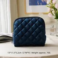 Bolsa de terciopelo acolchado azul marino para joyas con cremallera, 13x11,5cm - Azul Premium / Patrón Acolchado de Terciopelo