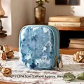 Elegante estuche para joyas de terciopelo azul degradado de dos capas con cremallera dorada - Terciopelo Doble Capa Degradado / Azul Hielo