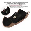 Brown velvet jewelry display box for pendant and earrings with double door design - Small Pendant Box / 7x6.5x6cm
