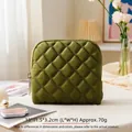 Bolsa compacta de joyería de terciopelo acolchado verde para anillos y collares moda - Verde hierba / Patrón Acolchado de Terciopelo