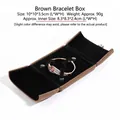 Elegant brown velvet jewelry packaging box for bracelet storage with double-open lid - Bracelet Box / 10x10x3.5cm
