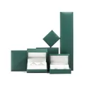 Collection of premium dark green leatherette jewelry boxes for rings and earrings - Small Ring Box / 4.6x5.1x3.6cm / Malachite green