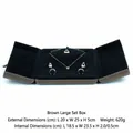 Large brown velvet jewelry set storage box with double door opening and black interior - Large Set Storage Box