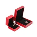 Red leatherette jewelry box set for rings and necklaces with luxury black velvet lining - Pendant Box / Red Exterior Black Interior