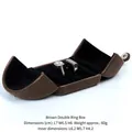 Elegant brown velvet double-opening ring box for couple rings storage and display - Double Ring Box