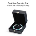 Elegant deep blue PU leather jewelry bangle box with gold-tone snap button closure - Bangle Box (LOV Jewelry Box) / Dark Blue