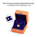 Orange PU leather jewelry box with blue velvet interior for pendants and earrings. - Pendant Box (LOV Jewelry Box) / Orange