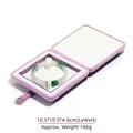 Premium purple velvet bracelet jewelry box with snap closure and dimensions information - Bangle Box (Pouch Button) / Lavender
