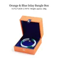 Premium orange PU leather bracelet box with blue velvet interior and gold snap clasp - Bangle Box (LOV Jewelry Box) / Orange
