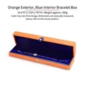 Orange PU leather bracelet box with blue velvet interior and snap closure - Bracelet Box (LOV Jewelry Box) / Orange