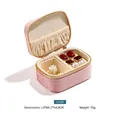Large pink velvet portable jewelry box with zipper for ring and earring storage - Pink Large (Velvet) / L