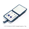 Premium square blue velvet jewelry box with snap button closure for earrings and rings - Earring Box (Pouch Button) / Sapphire Blue