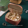 Portable pink crocodile pattern jewelry storage box for rings and necklaces, 9.7x7x4.7cm - Deep Pink Large (PU)