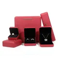 Set eleganter roter PU-Leder-Schmuckschatullen mit Goldrand für Ringe und Ketten - Kleine Ringbox / Burgunderrot