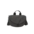 Waterproof black and white grid canvas messenger bag with a magnetic closure flap - Black