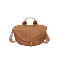 Japanese style casual brown checkered canvas crossbody waist bag for women daily use - Orange