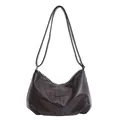 Retro dark brown pleated underarm bag with large capacity for commuting use - Bag Only (No Charm) / Coffee