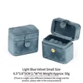 Compact light blue velvet jewelry box for rings and earrings with snap closure - Light Blue (Velvet Style) / Ring and Earring Storage