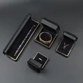 Premium black matte LED light jewelry box set with elegant gold trim for rings and necklaces - Ring Box / Black