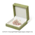 Elegant green PU leather square jewelry box for brooches and medals with gold trim - Cyan Green with Gold Edge