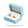 Elegante scatola portagioie in similpelle azzurra per custodia anelli, 7,5x5x3,5 cm - Scatola per Coppia di Anelli / 7.5x5.0x3.5cm / Celeste
