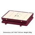 Burgundy velvet jewelry display tray with 20 slots and beige interior for rings - Red Exterior Beige Interior Earring Box / 24*19*4.5cm