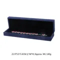 Premium dark blue velvet jewelry box measuring 21.9x5.5x3.3cm for necklace storage - Bracelet Box / Dark Blue