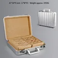 Επαγγελματική ασημένια θήκη κοσμημάτων αλουμινίου με κλειδαριά και μεγάλη χωρητικότητα - Θήκη κοσμημάτων από κράμα αλουμινίου / Ασημί (Κάθετες Ρίγες)