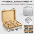 Professional silver aluminum jewelry suitcase with combination lock and 6 trays - Jewelry Case with Combination Lock / Silver (Vertical Stripes)