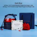 Dunkelblaues Rosen-Schmuckgeschenkset mit runder Box, passender Tasche und Karte - Universalbox für Ring Ohrring Halskette / Dunkelblau