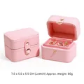 Portable mini pink jewelry box with button closure for rings and studs storage. - Ring Box / Pink