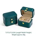 Portable teal green faux leather jewelry box with snap closure for rings and earrings - Ring Box / Dark Green
