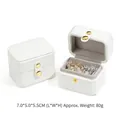 Compact portable white jewelry box with snap closure for rings and small accessories - Ring Box / White