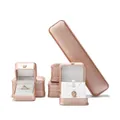 Elegantes Set aus rosévergoldeten PU-Leder-Schmuckschatullen mit Kronendetail - Roségold