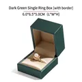 Lussuosa scatola per anello singolo in pelle PU verde scuro 6x6,5x5cm per gioielli - Scatola per anello singolo / 6.0x6.5x5.0cm / Verde Scuro
