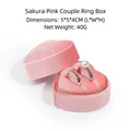 Premium heart-shaped pink velvet jewelry box for couple rings with soft texture - Double Ring Box / 5*5*4CM / Pink
