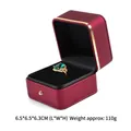 Elegante rote PU-Leder Ringbox mit Goldrand und hochwertiger Samt-Innenausstattung - Ringbox / Burgunderrot