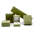 Elegante variante di confezione per gioielli in velluto verde oliva con bordo oro - Scatola per anelli / Verde Turchese
