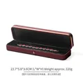Eleganter burgunderfarbener PU-Leder-Armbandkarton mit Goldrand und Samtfutter - Lange Armbandbox / Burgunderrot