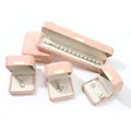 Premium pink PU leather octagonal jewelry storage box set for rings and necklaces - Ring Box / Pink