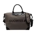 Detailed front view of the large capacity travel bag with black GUOMISS letter print - Dark Gray
