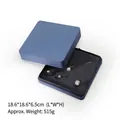Premium blue PU leather square jewelry set box showing necklace and ring compartments - Set Box / Blue
