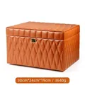 Orange high-end large capacity jewelry box with diamond lattice pattern variant - L / Orange